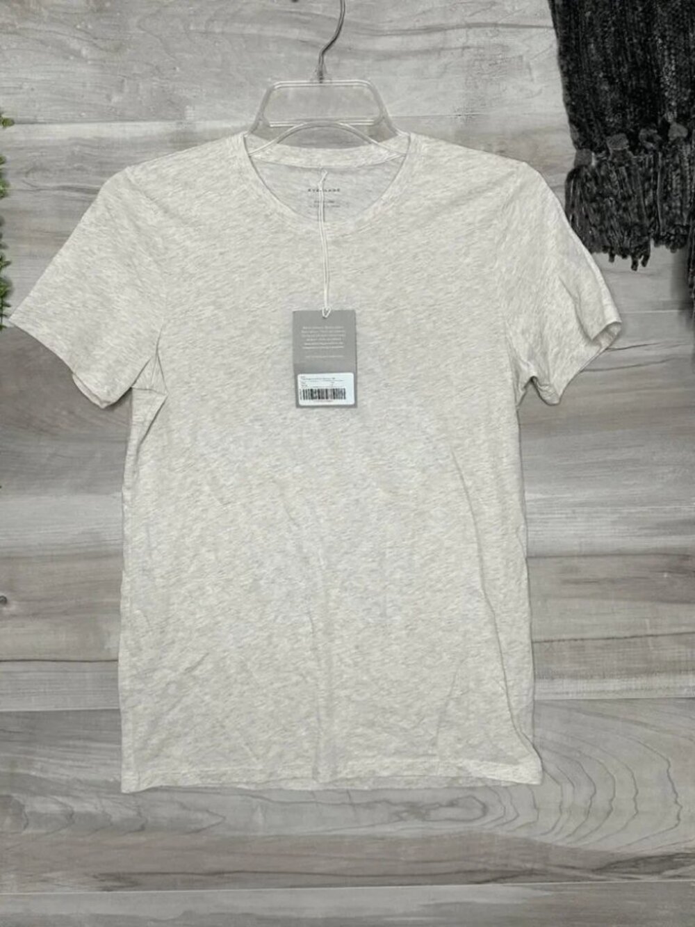 Everlane Womens Heathered Off White Short Sleeve Box Cut T-Shirt Size Medium - Picture 5 of 8